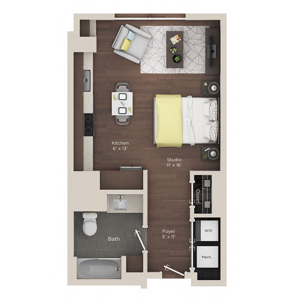 0 bedroom apartment for rent
